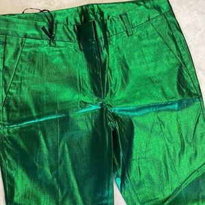 Green metallic pants, made in Italy
